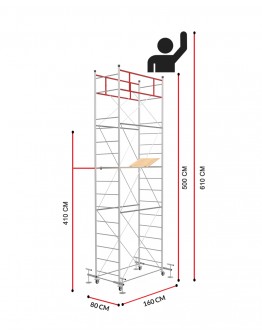 Rollgerüst FAST mit 4 Gewindefussplatten (Arbeitshöhe 6,10 m)