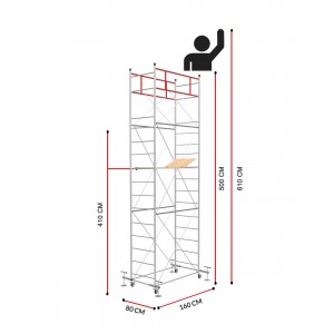 Rollgerüst FAST mit 4 Gewindefussplatten (Arbeitshöhe 6,10 m)