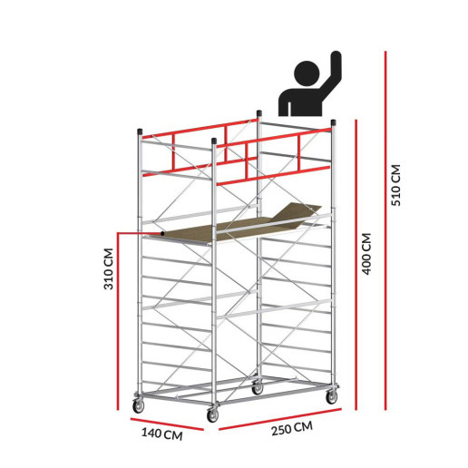 Scaffold Tower TITANIUM PRO (Working Height 5,10 m)