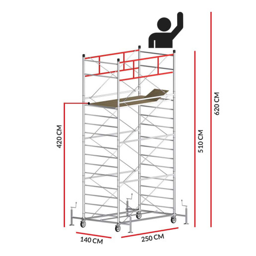 Scaffold Tower TITANIUM PRO (Working Height 6,20 m)