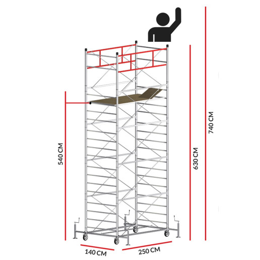 Scaffold Tower TITANIUM PRO (Working Height 7,40 m)